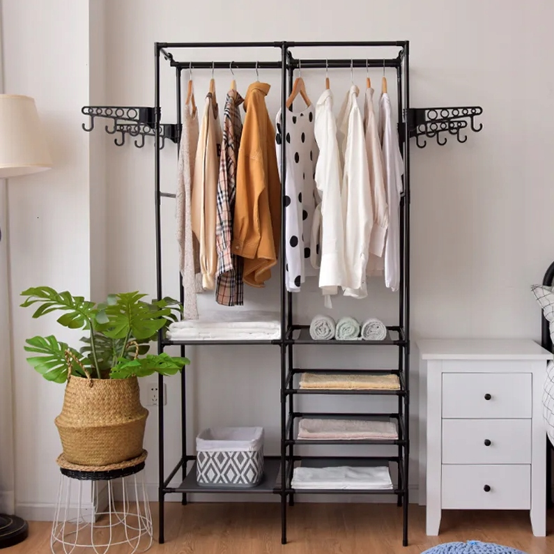 Liels drēbju pakaramais / vaļējs skapis ar plauktiem | Clothes Hanger Open Wardrobe with Storage Shelves (5)