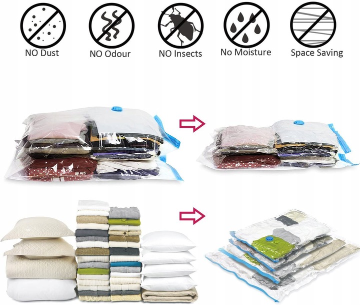 Vakuuma maiss apģērbu drēbju uzglabāšanai, 70x100 cm | Vacuum Clothing Storage Bag (1)