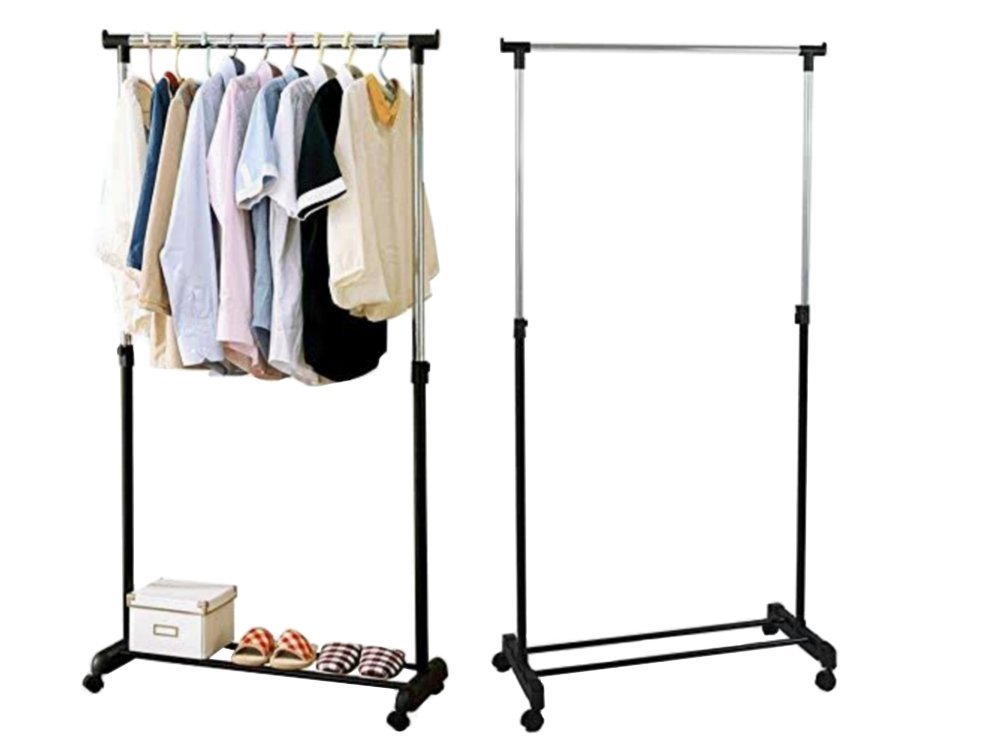 Regulējamais teleskopiskais drēbju pakaramais statīvs ar riteņiem | Adjustable Clothes Rack Hanger on Wheels (6)
