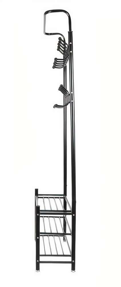 Stāvošs Grīdas Drēbju Pakaramais ar Apavu Plauktiem | Floor Rack Clothes Hanger Stand Rack with Shoe Shelves (5)