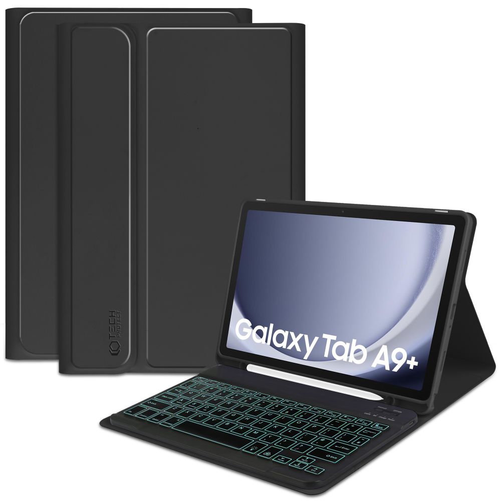 Samsung Galaxy Tab A9+ Plus (SM-X210, X215, X216B) Tech-Protect SC Pen Case Cover with Bluetooth Keyboard, Black | Vāks Apvalks Pārvalks Grāmatiņa Planšetdatoram ar Klaviatūru