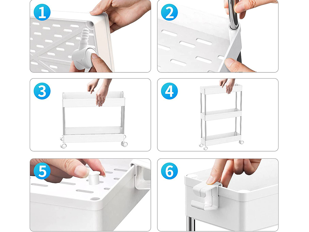 Pārvietojams plaukts uz riteņiem (ratiņi) virtuvei / vannas istabai | Storage Trolley on Wheels (3)