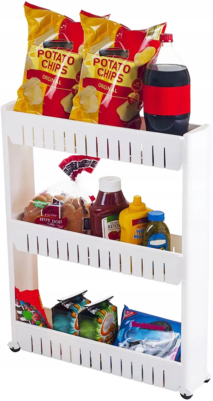 Pārvietojams plaukts uz riteņiem (ratiņi) virtuvei / vannas istabai, Balts | Storage Trolley on Wheels (6)