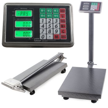 Elektroniskie platformas svari 300kg ar LCD displeju, pelēki
