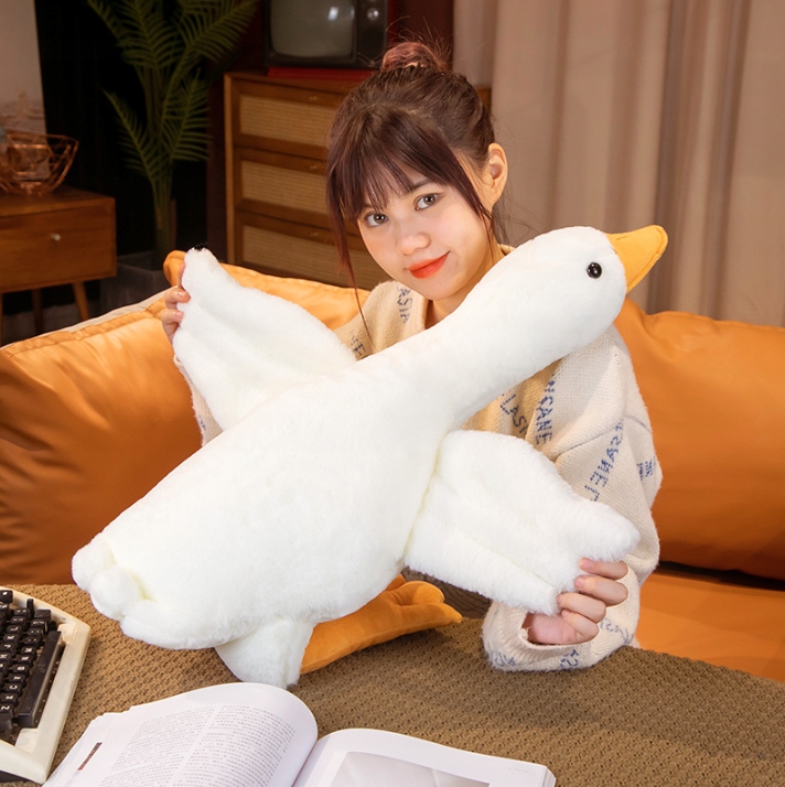 Mīkstā bērnu rotaļlieta, liels plīša spilvens Zoss, 90cm | Plush Goose-shaped Hugging Pillow (0)