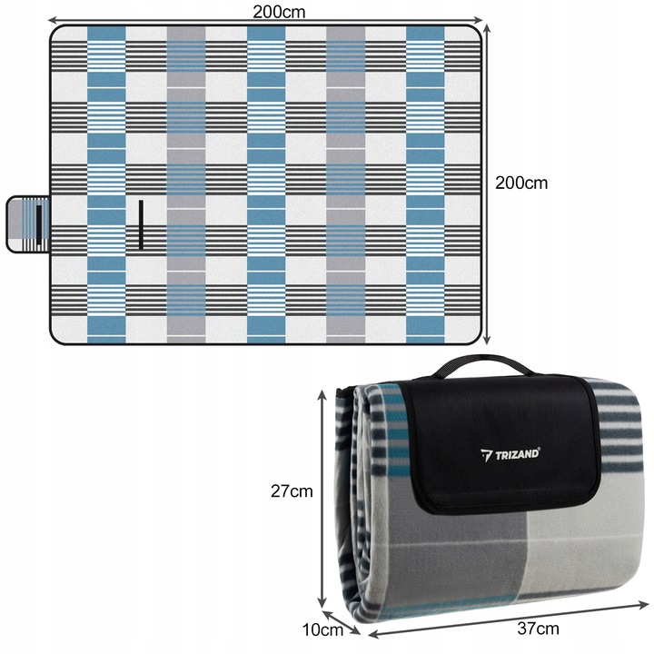 Pludmales Dārza Piknika Saliekams Paklājs Sega, 200x200 cm | Foldable Picnic Blanket (6)