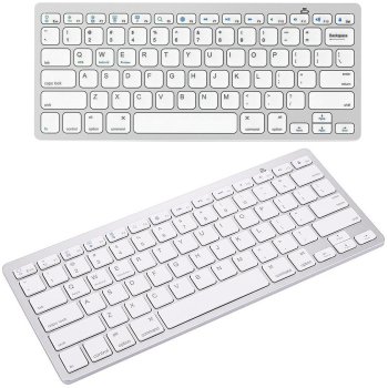 Bezvadu Bluetooth klaviatūra PC, iPad, Mac, zema profila, balta