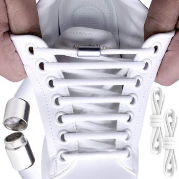 Malatec Elastīgas Apavu Auklas Šņores Striķi - Bez Sasiešanas, Balts | Shoelaces without Binding