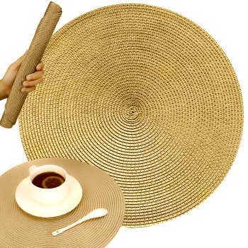Apaļš pīts galda paliktnis, krēmkrāsas, 38 cm