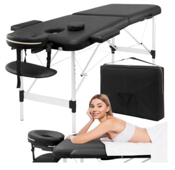 4FIZJO Saliekams alumīnija masāžas galds, kušete, 2 sekcijas, Melns | Foldable Aluminum Massage Table