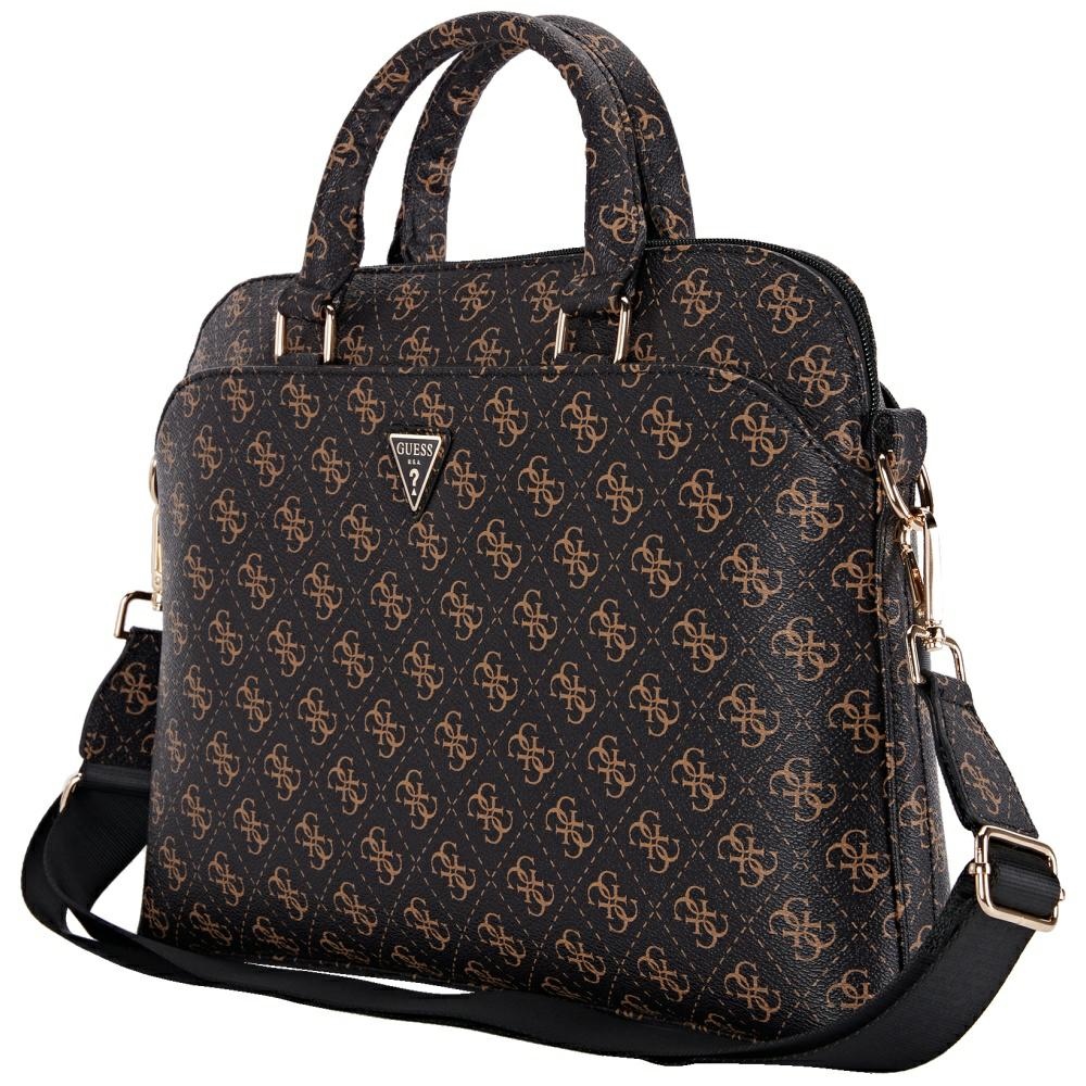 Guess New 4G rāvējslēdzēja kabatas trīsstūra logotipa 15" klēpjdatora soma – melna (1)