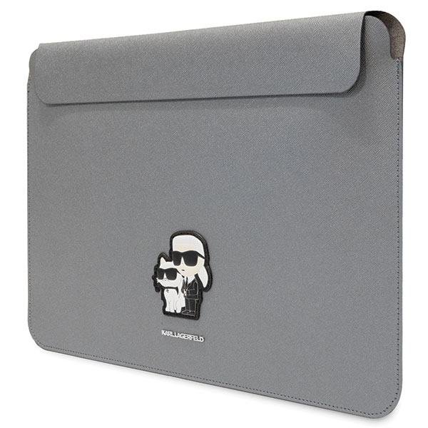Karl Lagerfeld Saffiano Karl&Choupette case for a 16" laptop - silver (0)