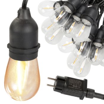 Dārza gaismas virtene ar 20 LED E27 spuldzēm, 20 m