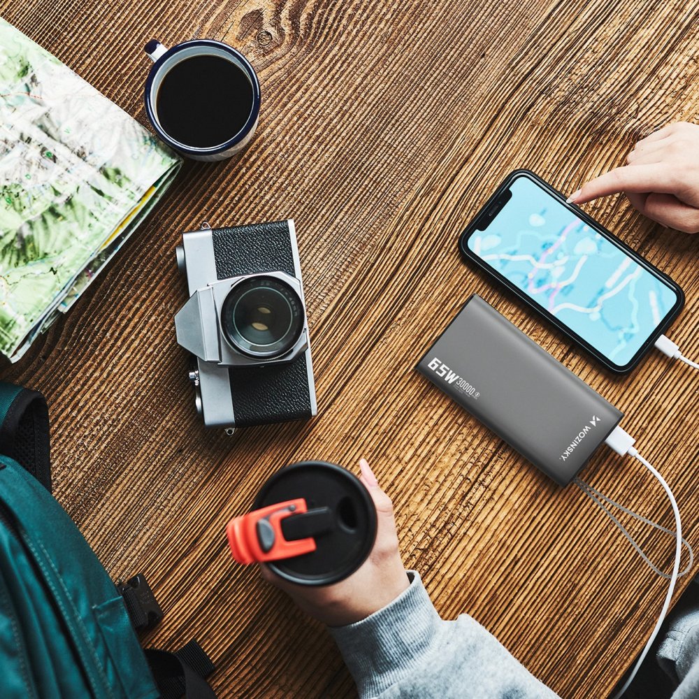 Wozinsky K65+ Power Bank 30000mAh 65W, Black | Pārnēsājams Ārējais Portatīvais Akumulators Lādētājs (1)