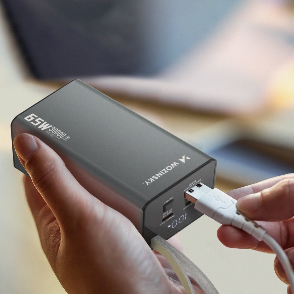 Wozinsky K65+ Power Bank 30000mAh 65W, Black | Pārnēsājams Ārējais Portatīvais Akumulators Lādētājs (3)