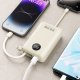 Dudao K14+ ārējais akumulators 20000mAh 22.5W ar USB-C / USB-A un iebūvētiem Lightning un USB-C kabeļiem – balts