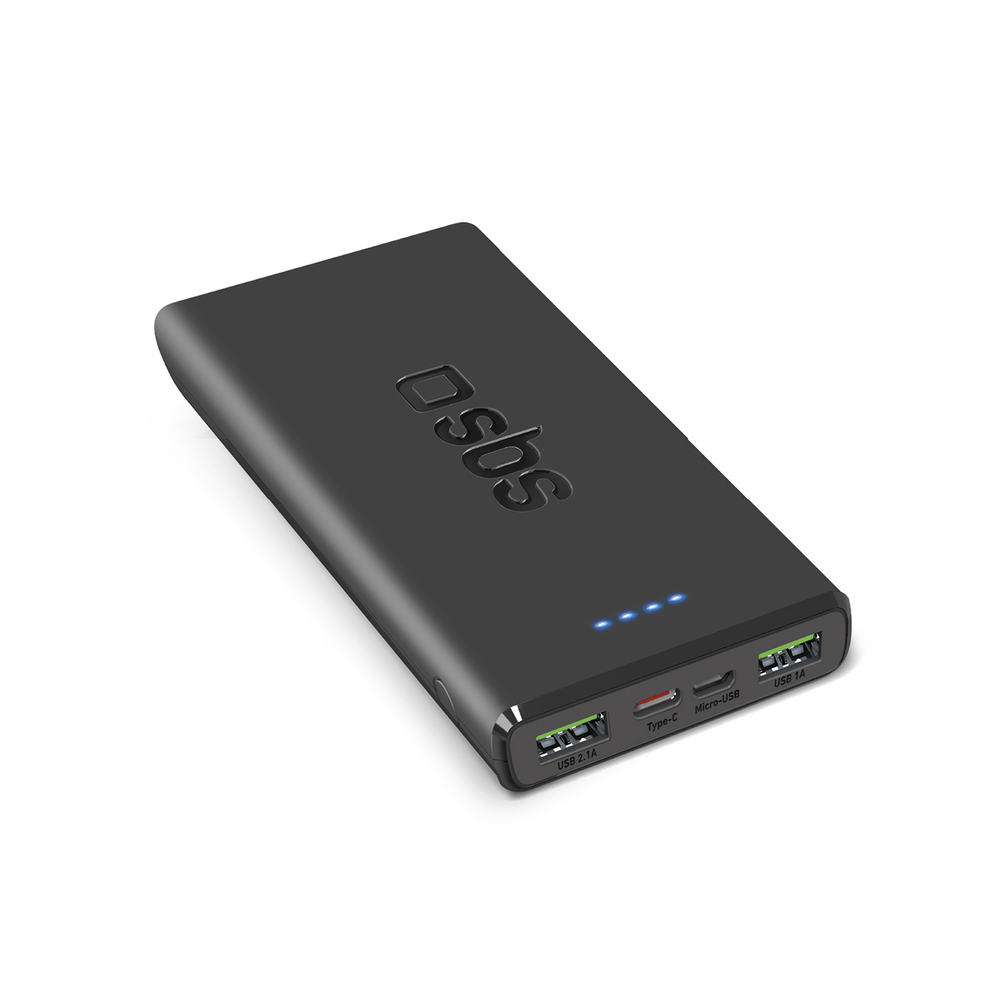 10 000 mAh barošanas banka ar 20W Power Delivery tehnoloģiju Melna | 10,000 bank with technology Black