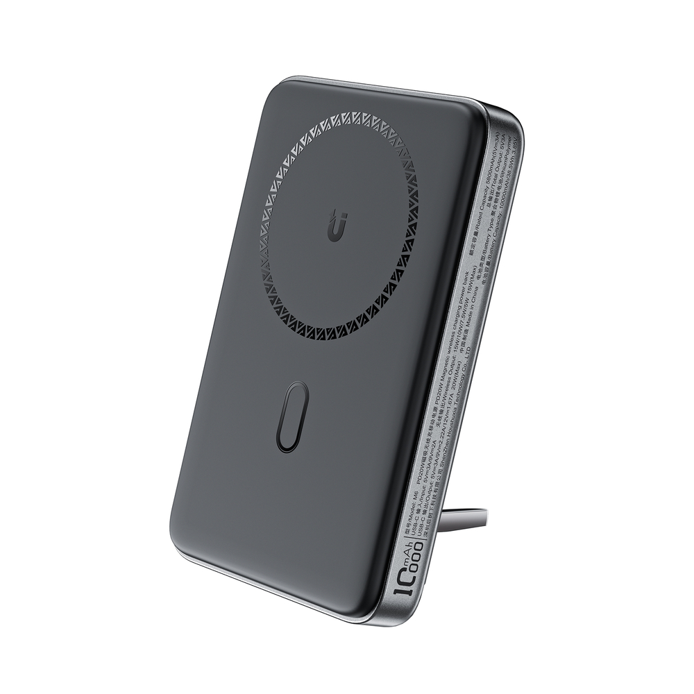 Acefast M6 PD 20W 10000mAh induktīvā jaudas banka + kabelis - melna | Inductive Powerbank Cable Black