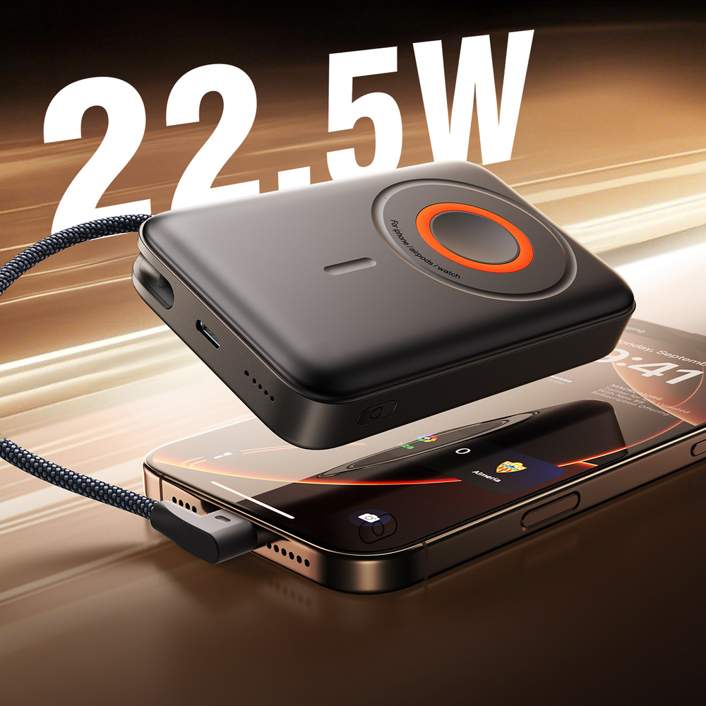 Joyroom JR-PBM02 Powerbanka 22.5W 10000mAh 3in1 Magnētiskā Induktīvā, Savietojama ar MagSafe, Iebūvētu Kabeli -... (3)