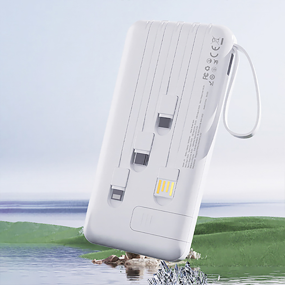 Dudao K11 Pro 20000mAh portatīvais lādētājs ar iebūvētiem vadiem - Balts | Powerbank With Built-In Cables White (1)