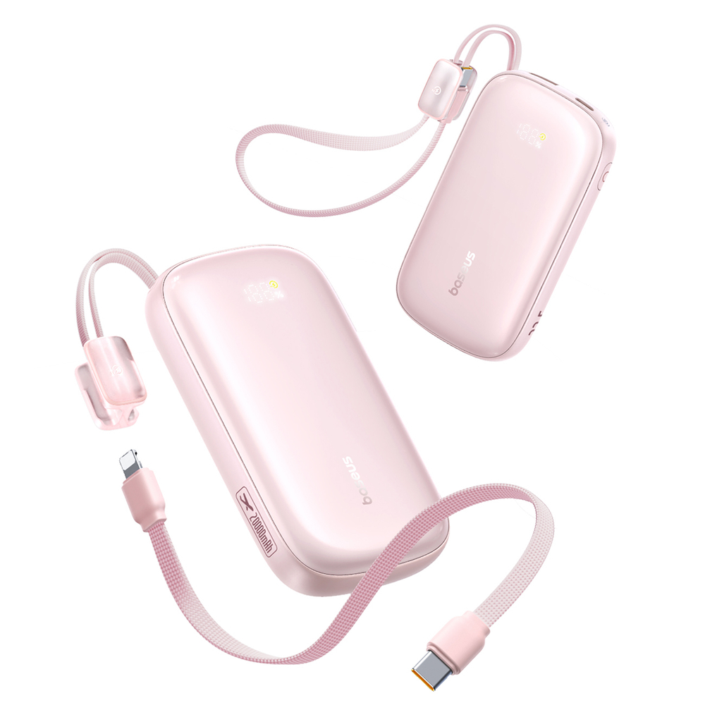 Baseus EnerFill FC21 Qpow 3 Ultra 20000mAh 22,5W ārējā baterija ar displeju un iebūvētu kabeli – rozā (0)