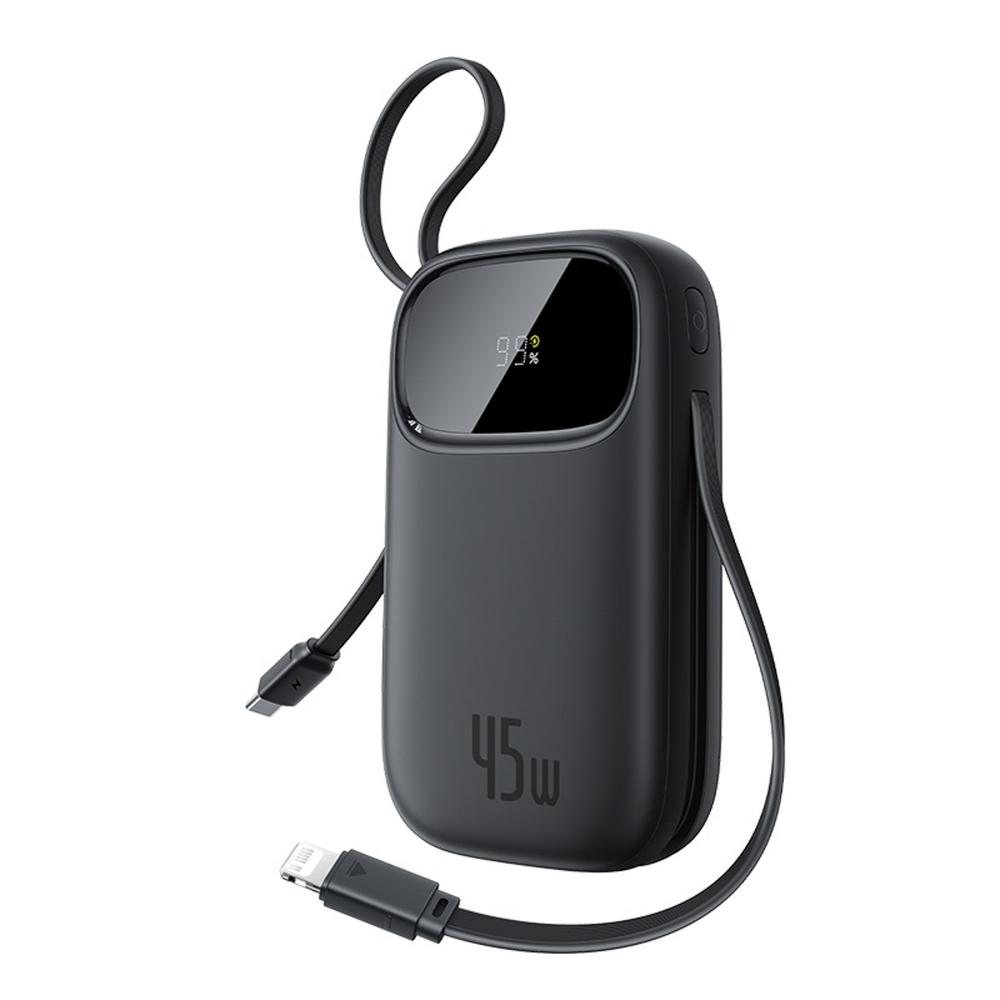 Baseus EnerFill FC31 20000mAh 45W ārējā baterija ar displeju un USB‑C un Lightning vadiem – melna (0)