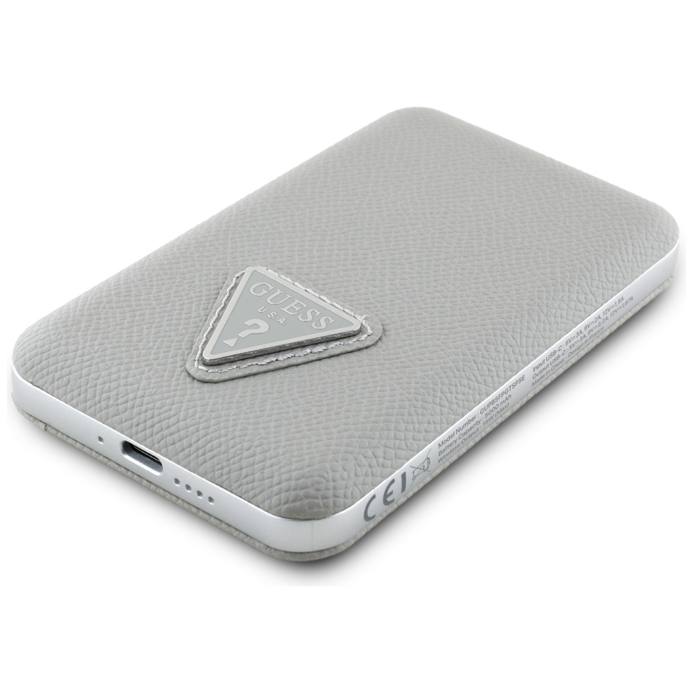 Guess Grained Triangle ārējā baterija ar MagSafe 5000mAh 15W USB‑C – bēša (2)