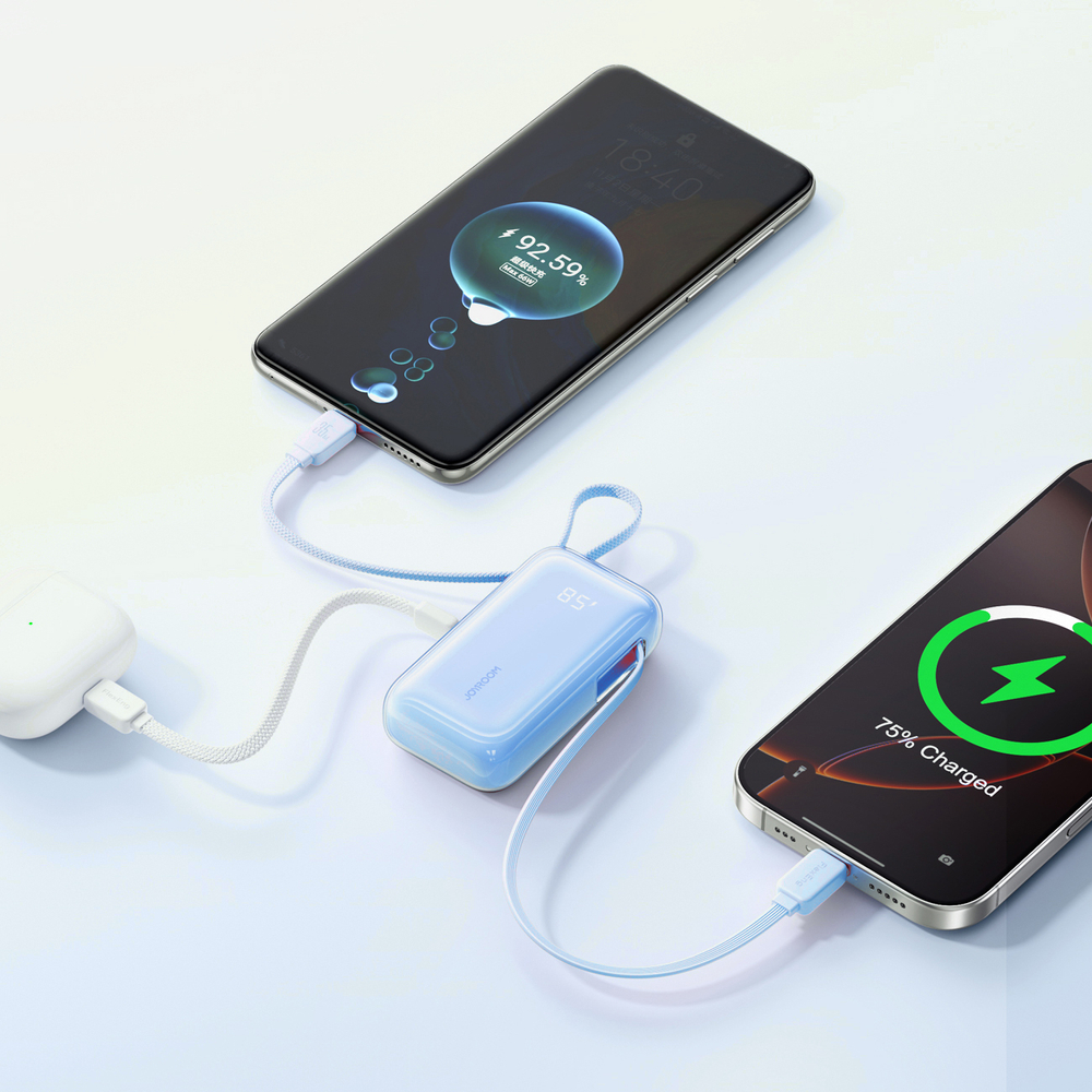 Joyroom JR-PR2L 10000mAh 35W portatīvais lādētājs ar iebūvētu izbīdāmu USB-C kabeli un Lightning siksniņas... (1)