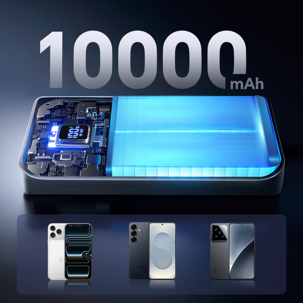 Joyroom JR-QP191 Mini Ārējais Akumulators 10000mAh 22.5W ar LED Ekrānu - Balts (3)