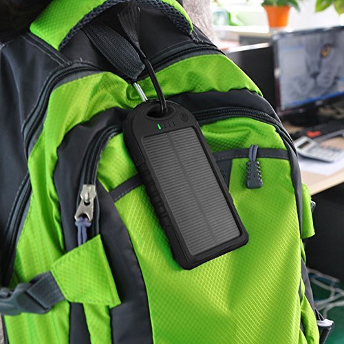 5000mAh Ārējais akumulators ar saules bateriju - melns, Solar Power Bank (0)