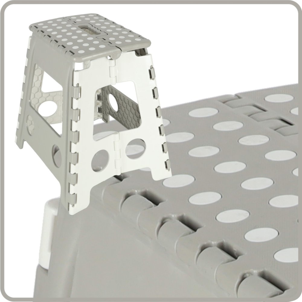 Saliekamā taburete, pakāpiens virtuvei, bērnistabai vai vannas istabai, 39cm, Gaiši pelēks | Folding Anti-slip... (3)