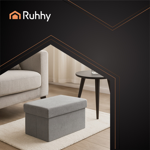 Salokāms pufs ar kasti Ruhhy 26131, 76x38x38cm, pelēks (3)