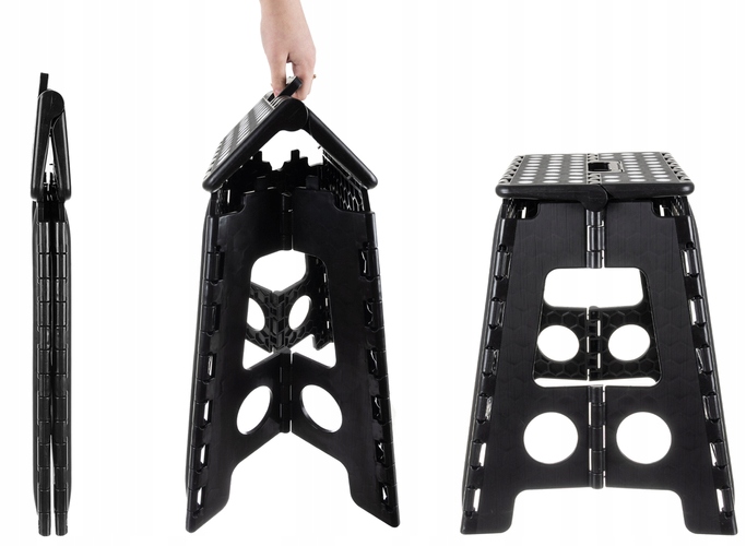 Saliekamā taburete, pakāpiens virtuvei, bērnistabai vai vannas istabai, 39cm, Melns | Folding Anti-slip Step Stool (2)
