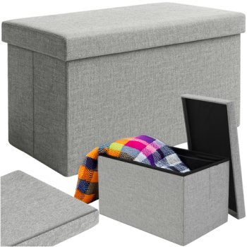 Saliekams pufs ar mantu glabātuvi Ruhhy 60x30x30 cm 25996, pelēks