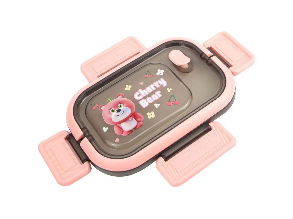 Pusdienu kaste ar nodalījumiem un galda piederumiem, ēdiena konteiners, rozā (0)