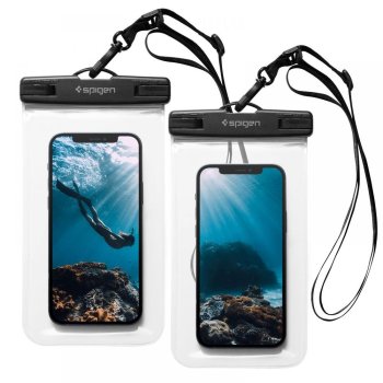 Spigen A601 Waterproof 2 pcs. Phone Bag Case Cover 163 x 90 mm, Clear | Universāls Ūdensnecaurlaidīgs Maciņš Vāciņš Soma