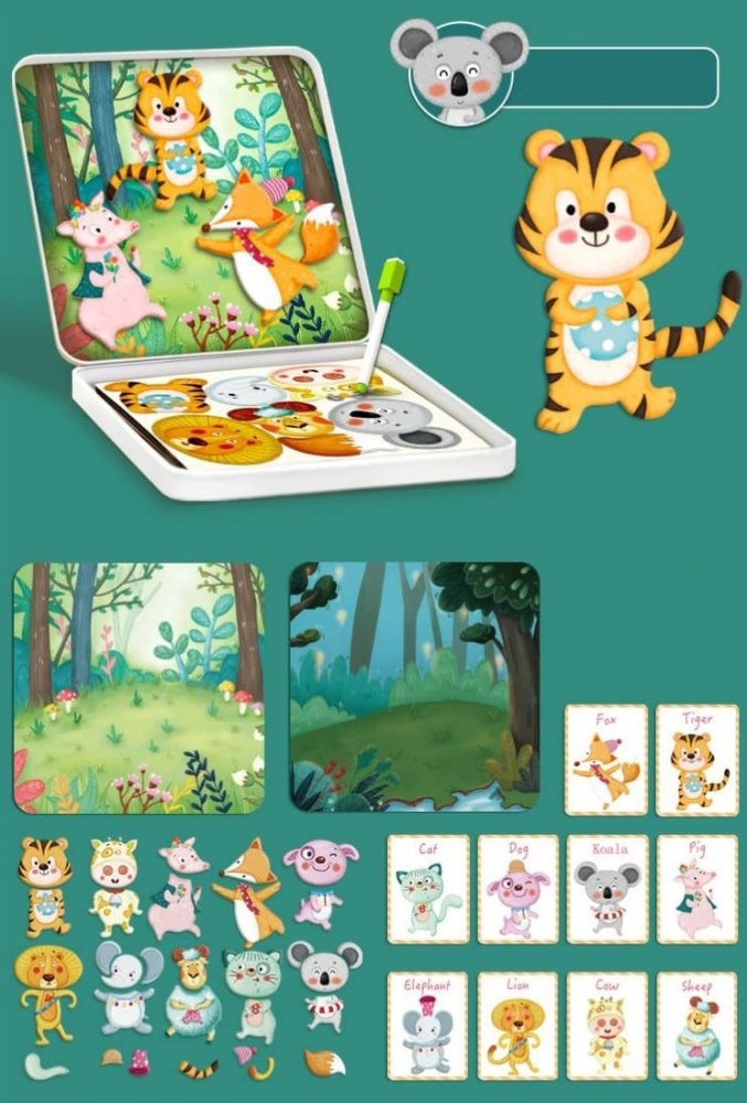 Koka magnētiskie klucīši Dzīvnieki Zkb-2020 | Magnetic Animals Wooden Blocks (0)