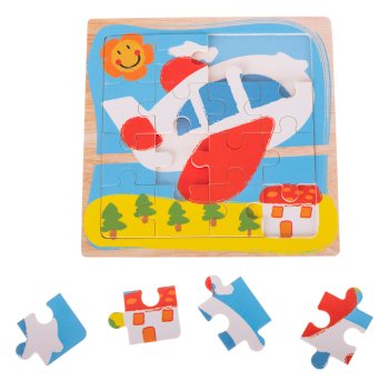 Bērnu Koka Puzle "Līdmašīna" 16 gab. | Wooden Jigsaw Puzzle "Airplane" 16 pcs