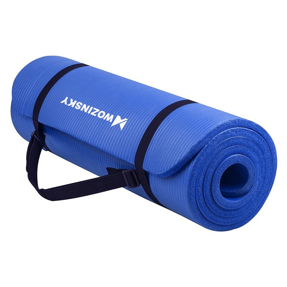 Wozinsky Sporta vingrošanas jogas fitnesa paklājs NBR, 181cm x 63cm x 1cm biezais, Zils | Foam Fitness Yoga Mat (1)