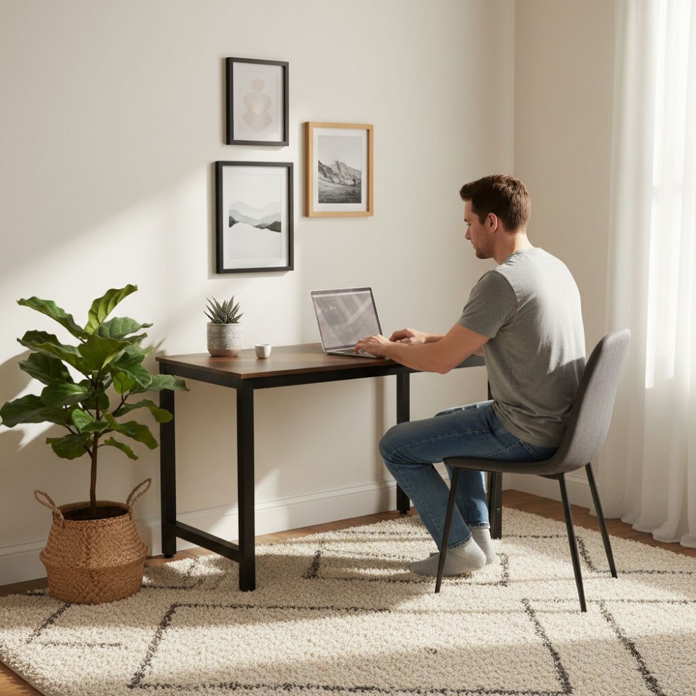 Datora galds 120x60 cm ModernHome darbam un mācībām, tumšs riekstkoks (0)