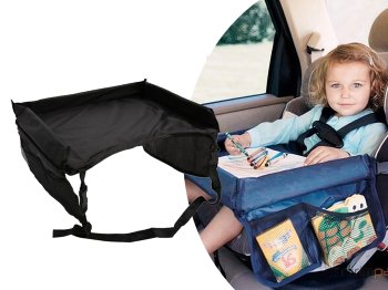 Bērnu Ūdensizturīgs Automašīnas Sēdekļu Galdiņš, Melns | Kids Waterproof Car Seat Table