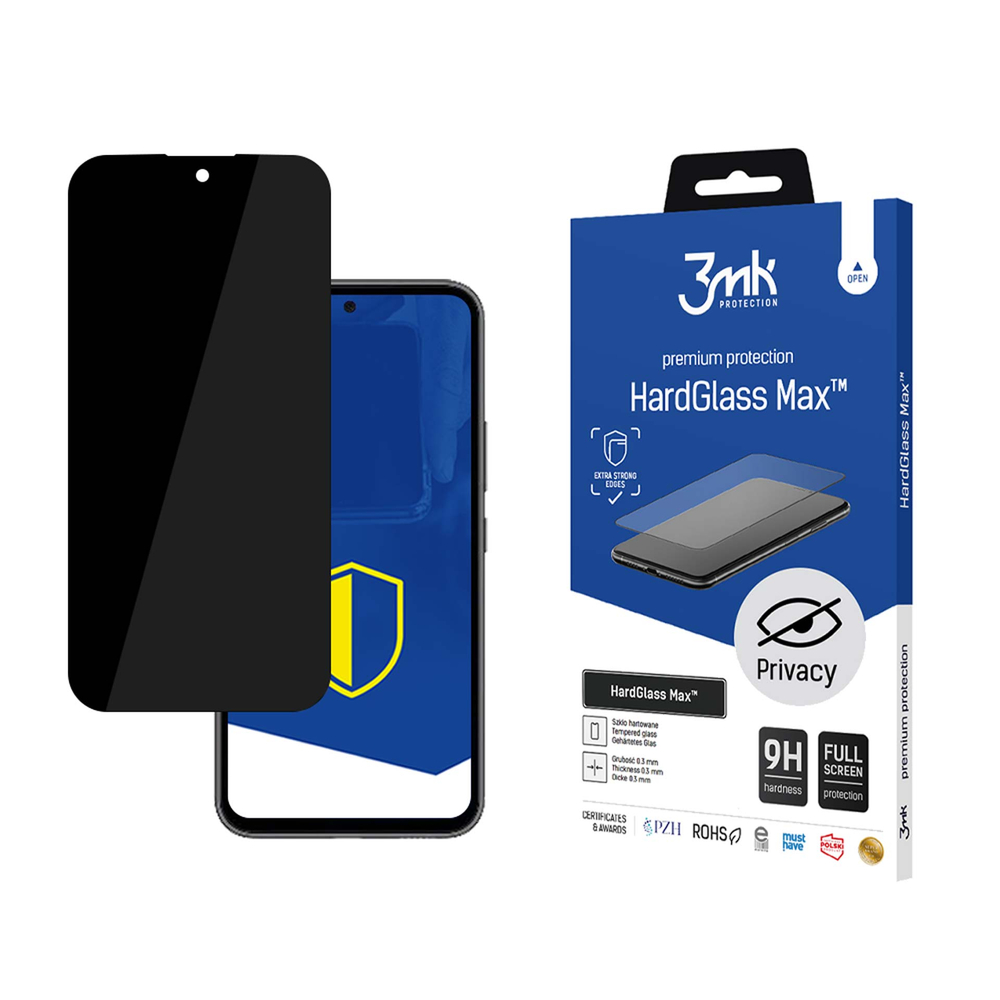 Samsung Galaxy A55 ( SM-A556B/DS ) 3MK HardGlass Max Privacy™ Privātais Aizsargstikls uz Visu Ekrānu | Privacy Tempered Glass Fullscreen Protector