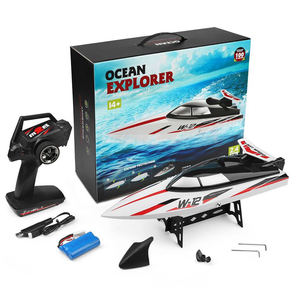 RC remote controlled WLtoys WL912 boat - Radiovadāma laiva kuteris ar tālvadības pulti 35 km/h (1)