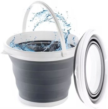 Salokāms Silikona Spainis ar Rokturi, 5L | Collapsible Foldable Silicone Bucket