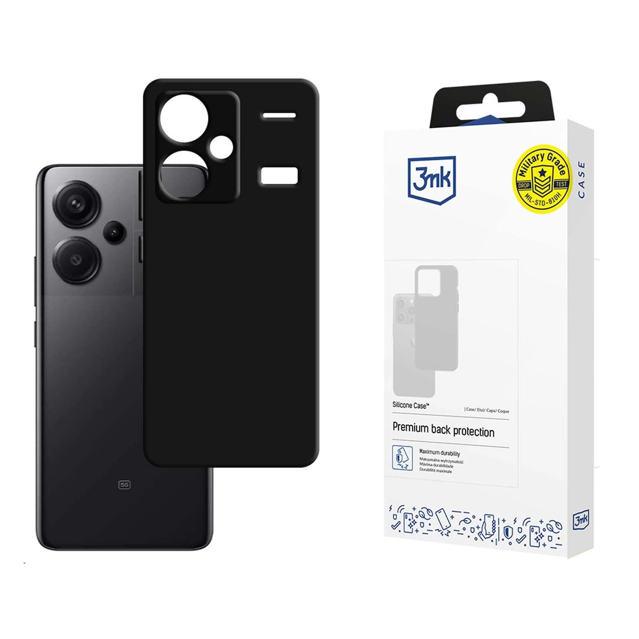 Xiaomi Redmi Note 13 Pro+ 3MK Silicone Case Cover, Black | Silikona Telefona Vāciņš Maciņš Maks Apvalks Bampers