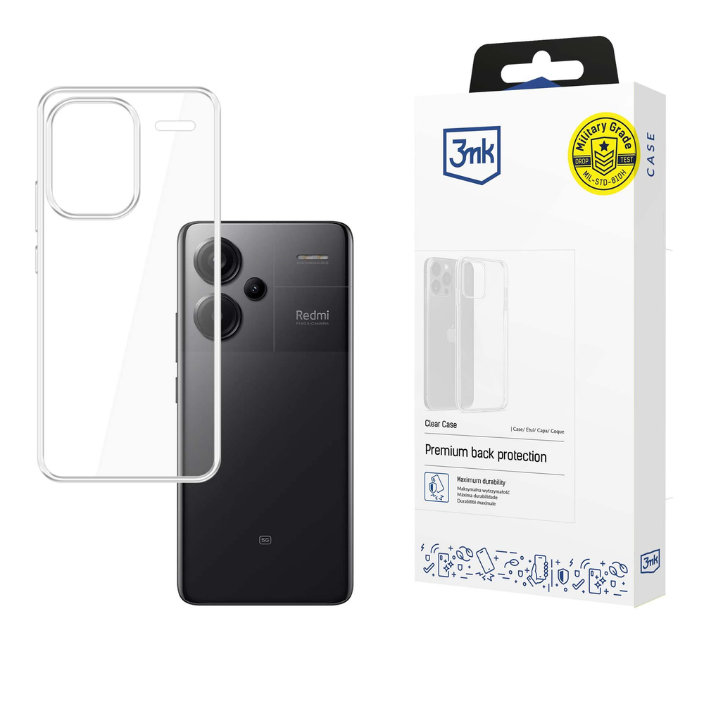 Xiaomi Redmi Note 13 Pro+ 3MK Clear Case Cover, Transparent | Caurspīdīgs Silikona Vāciņš Maciņš Apvalks Bampers