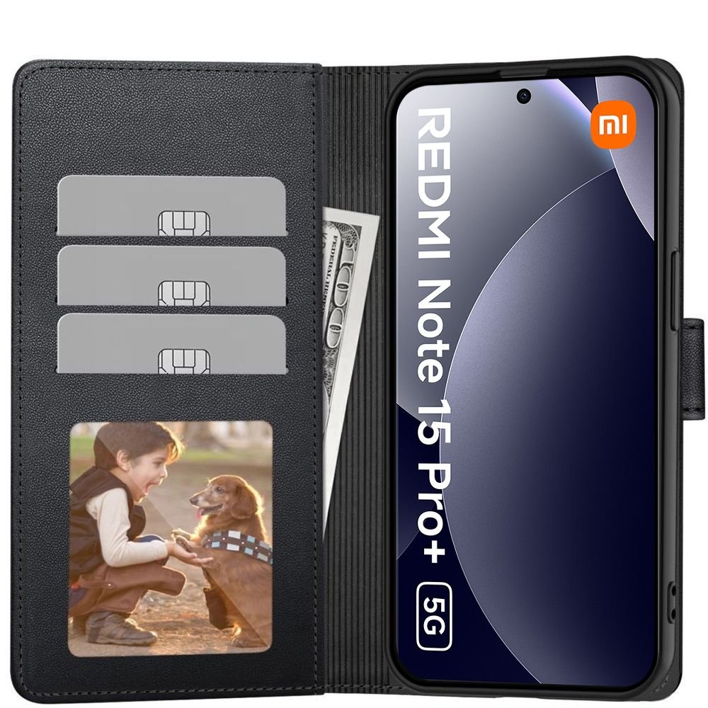Xiaomi Redmi Note 15 Pro+ Plus Tech-Protect Wallet Book Case Cover, Black | Telefona Vāciņš Maciņš Apvalks... (1)