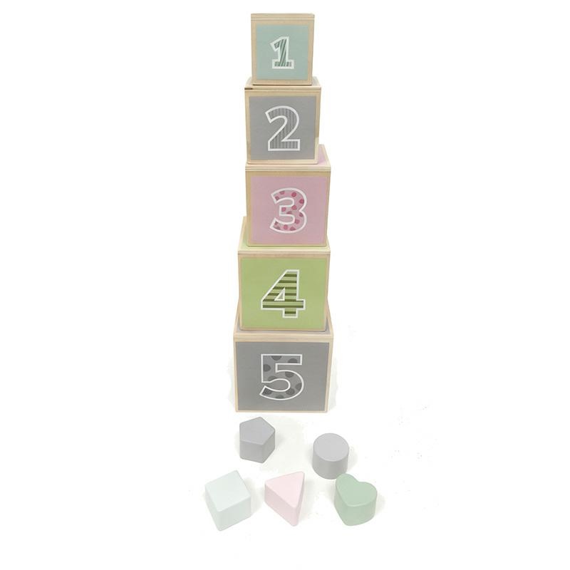 Attīstošie koka klucīši ar formu šķirotāju – saliekams tornis (0)