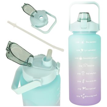 Necaurlaidīga Ūdens Pudele ar Laika Atgādinājuma Marķieri bez BPA, 2L, Violets | Motivational Water Bottle with Time Marker Reminder Tracker