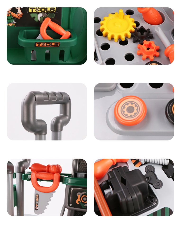 Bērnu darbarīku komplekts, rotaļu darbnīca kastē 008-952A | Children's Tool Box Toy Workshop in Case (5)